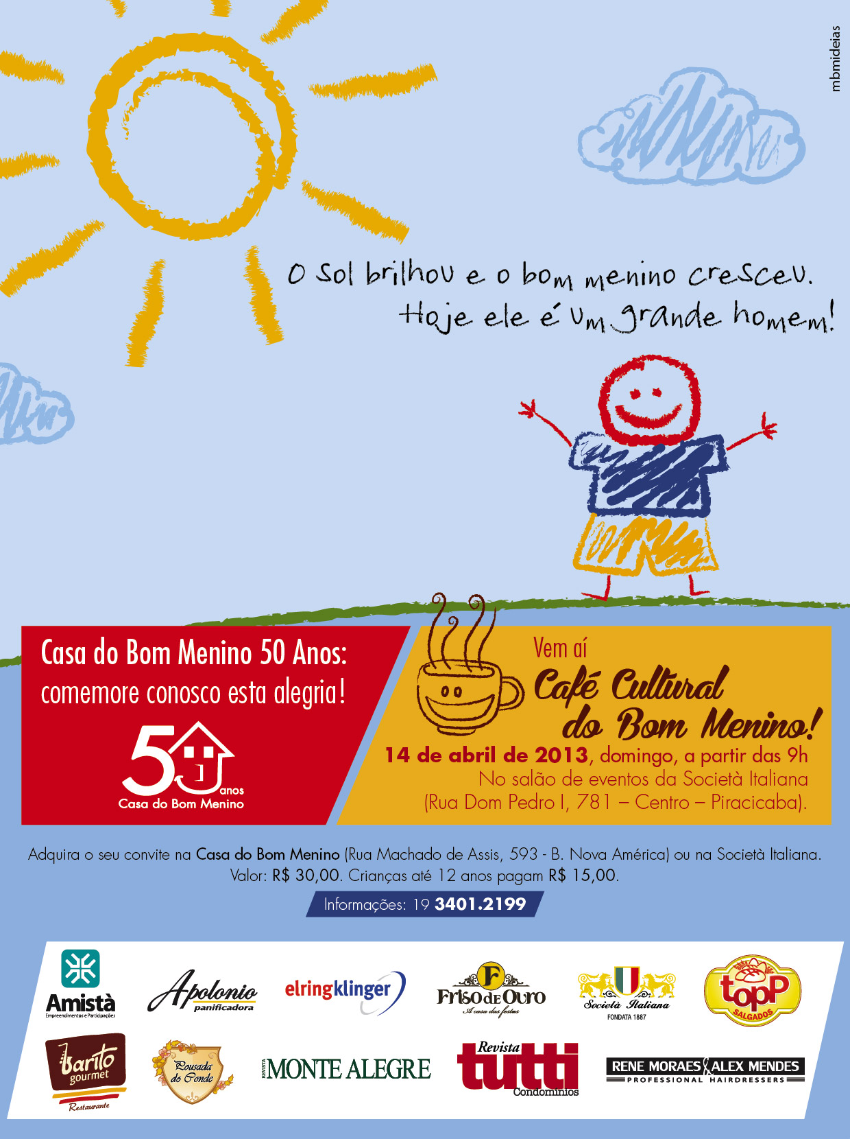 Casa do Bom Menino promove Café Cultural neste domingo (14), na Società Italiana