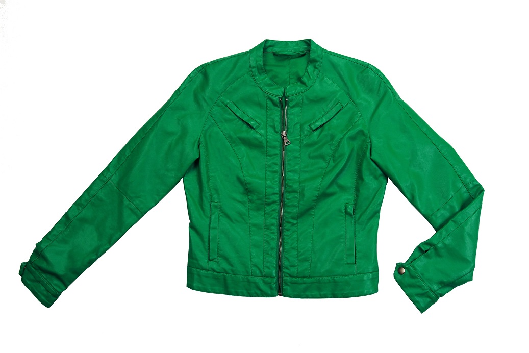 jaqueta couro verde feminina